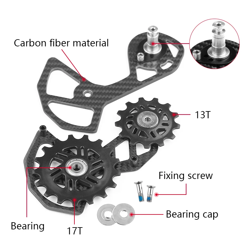 

SRAM SHIMANO R8000 8050 7000 5800 6800 9000 9070, pulley POM13T17T, guide wheel pulley rear carbon fiber bicycle