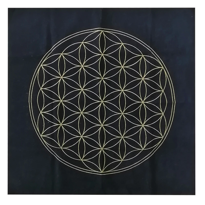 

50cmx50cm Tarot Card Special Tablecloth Flower Of Life Divination Altar Cloth Board Game Fortune Astrology Velvet Card Pad