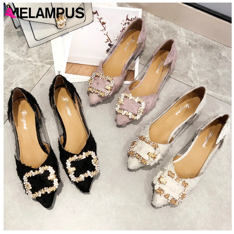 Модные женские балетки весенние для отдыха с острым носком блестящие стразы