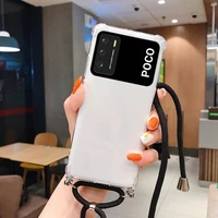 Transparent Clear Strap Lanyard Phone Case For Xiaomi Poco Shockproof Silicone Soft Tpu Back Cover For poco