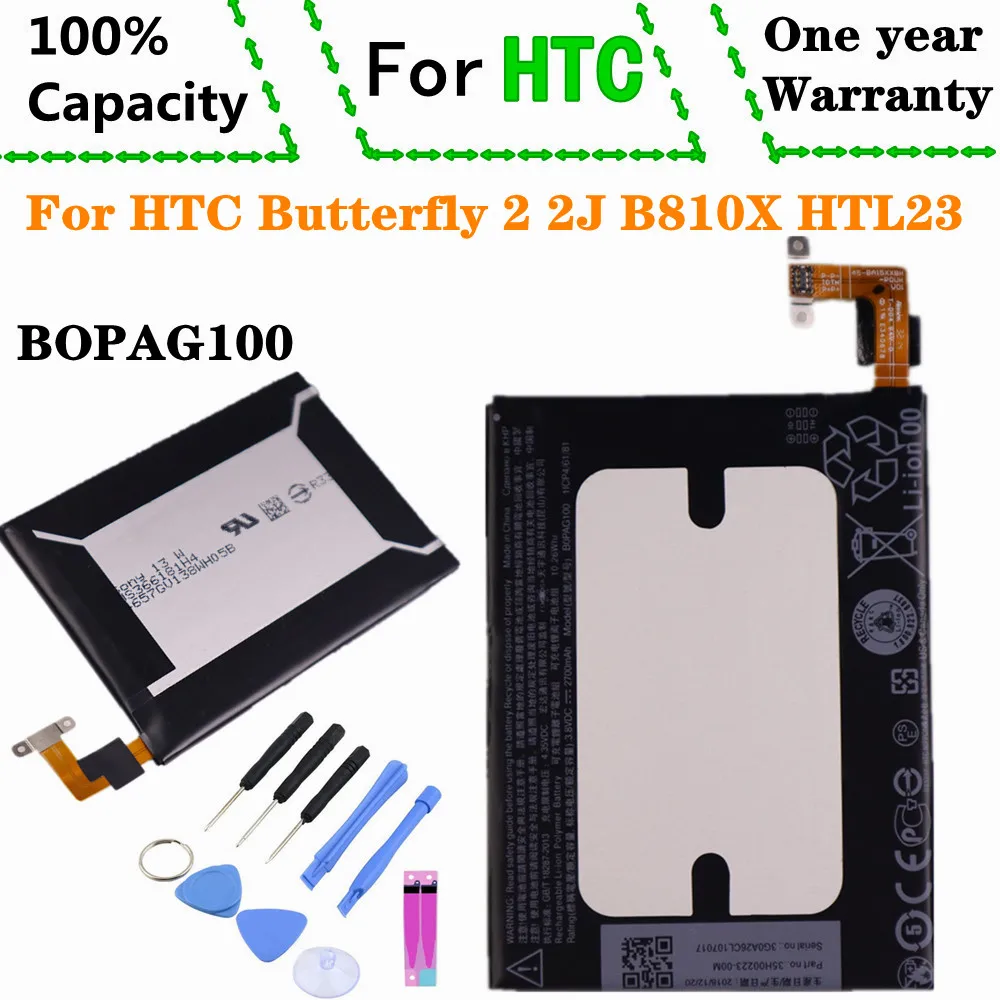 

For HTC Butterfly 2 2J B810X HTL23 B0PAG100 / 35H00223-00M Battery 2700mAh Phone Replacement Battery