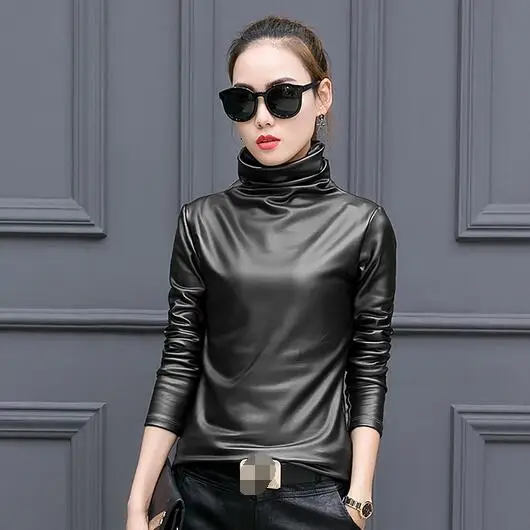 Европейский Панк размера плюс женская блузка осенняя Водолазка с длинным