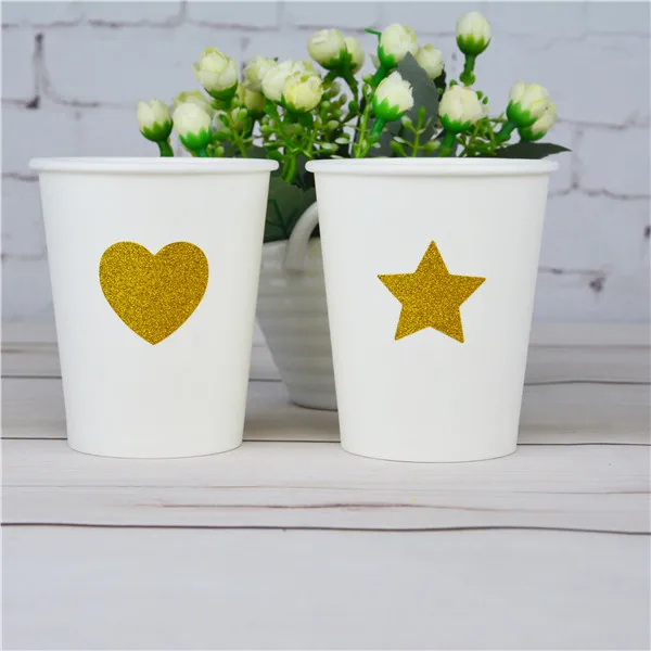 80 шт блестящие золотые сердца праздновать бумажный стаканчик металлические