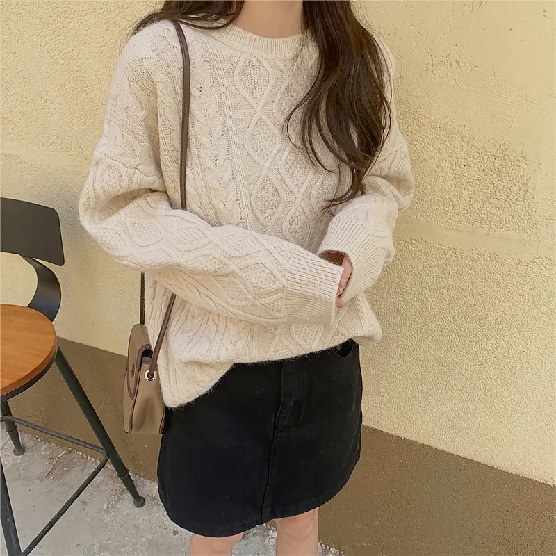 

CMAZ 2021 Autumn Winte Sweater Women Tops Knitted Pullover Korean Style Cardigan Soft Warm Pull Thick Outwear