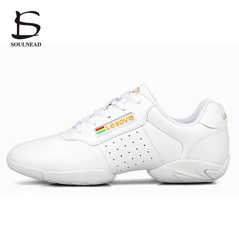 White Serobics Shoes Children Adult Fltness Gymnastics Sports Dance Shoes Jazz Shoes Cheerleading Shoes Woman Square Dance Shoes