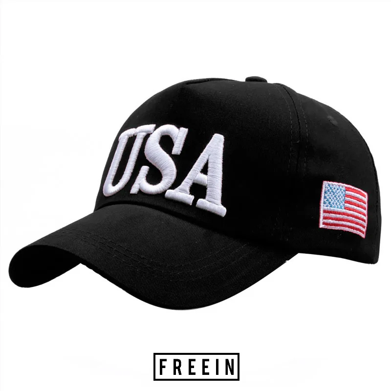 

FREEIN President Campaign Baseball Cap USA 45 American Flag 3D Embroidered Snapback Trucker Hat Caps Bone Gorra Unisex Wholesale