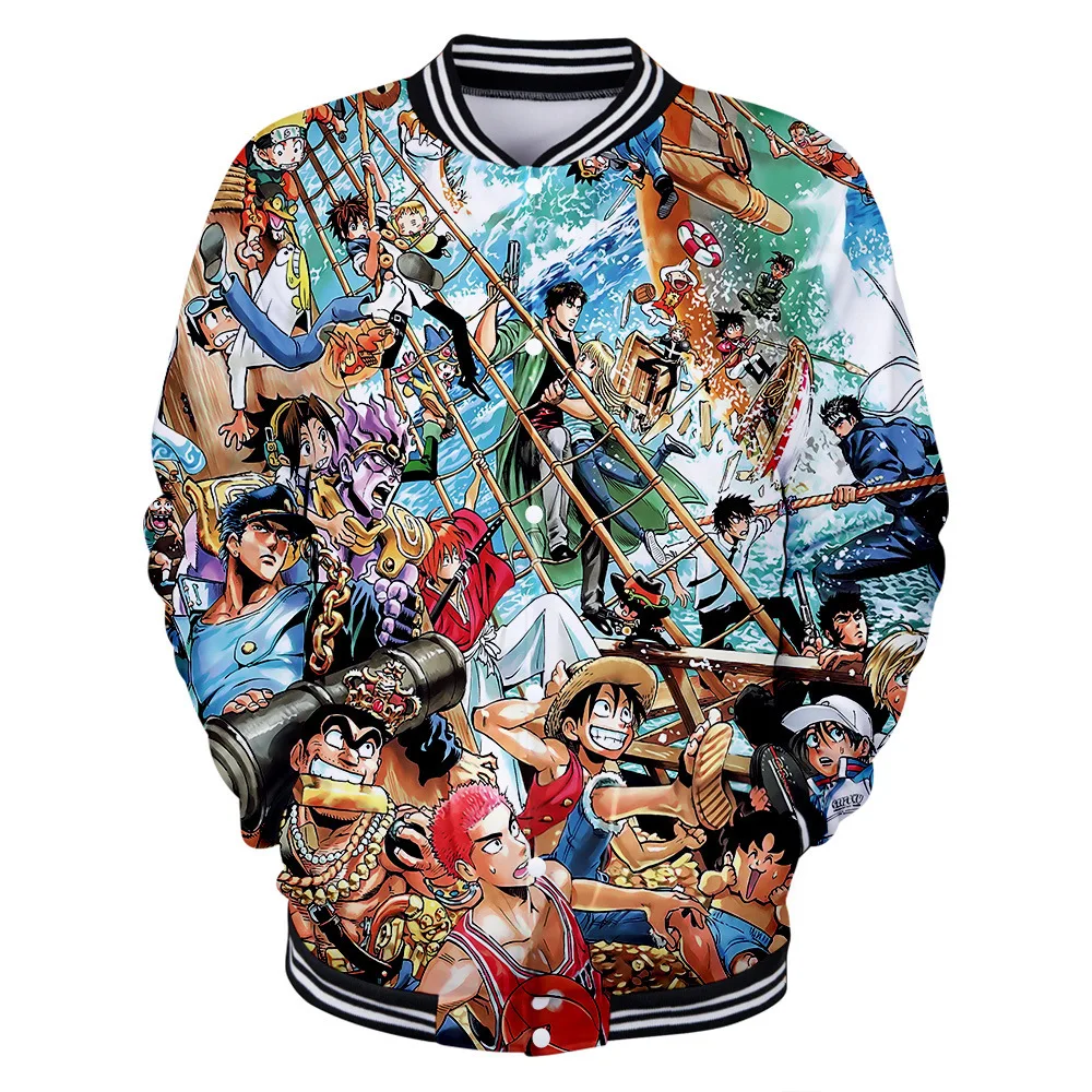 Мужская и Женская бейсбольная куртка с длинными рукавами пуговицами в японском