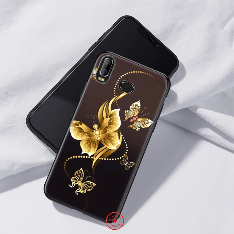 С рисунком из роз и бабочек на синий мягкий для samsung Galaxy A70s A50s A40s A30s A20s A20E A10s чехол