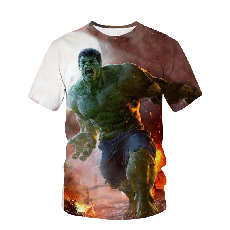 

New O-neck Marvel Superhero Big Hulk Print Fashion Trend New T-shirt Summer Men's Short Sleeve Casual Wear 2022 Asian Size