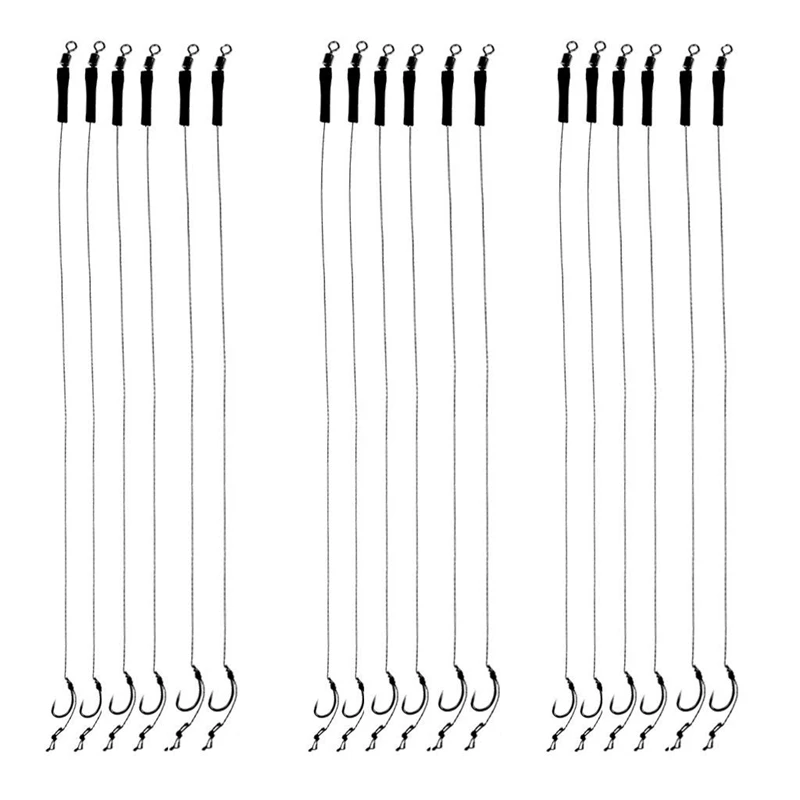 

18Pcs 12lb Fishing Hair Rigs orted Hand Tied Carp Fishing Barbless Hooks