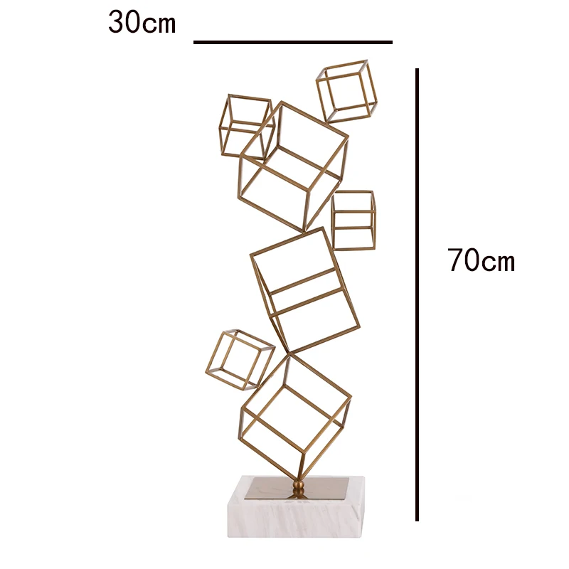 Современный набор золотой черный металлический кубик фигурки Большой 70 см