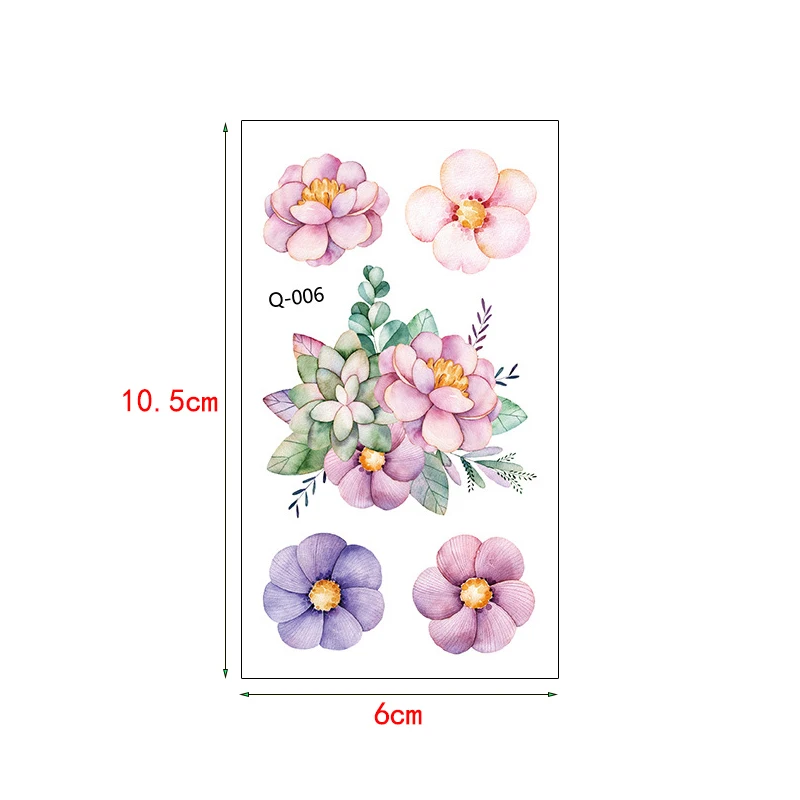Маленькая временная татуировка цветной рисунок цветочный дизайн сексуальная