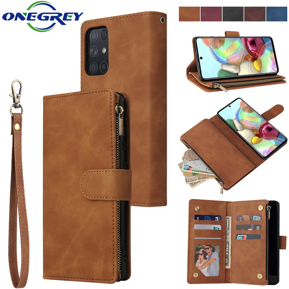 

Wallet Leather Phone Bag Case For Samsung Galaxy A70 A50 A40 A30 A20 A10 S A20E A10E Zipper Flip Luxury Card Slots Cover Coque