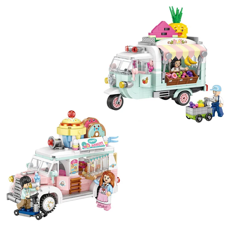 

Disneyland mini block Disney world park Fruits CAKE shop vans truck building brick toy restaurant nanobrick for kids gifts