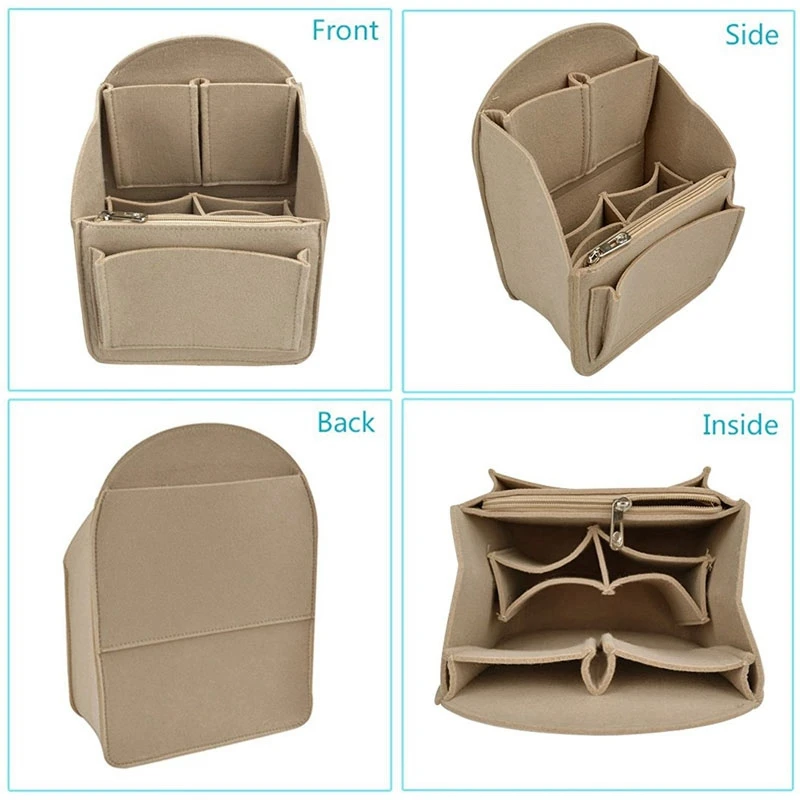Felt Backpack Insert Organizer Storage Bag Universal In Men Women Shoulder Tote Bags Handbag Organizers(Dark Khaki) | Дом и сад