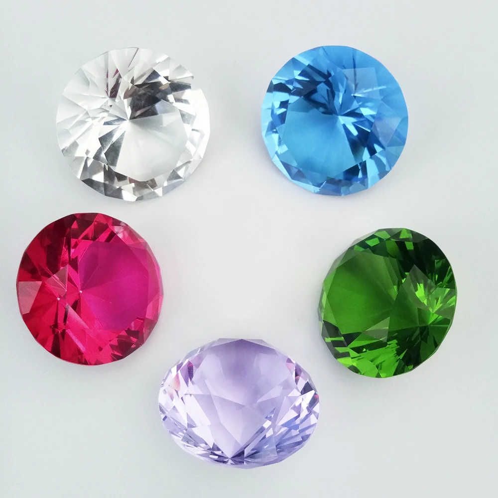 

40mm 50mm 60mm 1pcs Mix Color Crystal Paperweight Glass Diamond Shape Art Craft Material Decorative Gifts