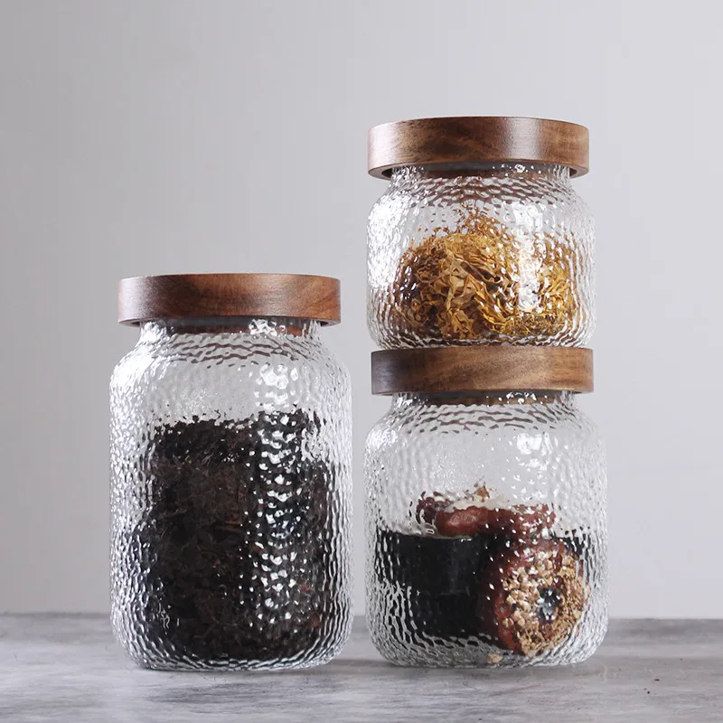 Hammer Grain Glass Jar - 500Ml -1Pcs