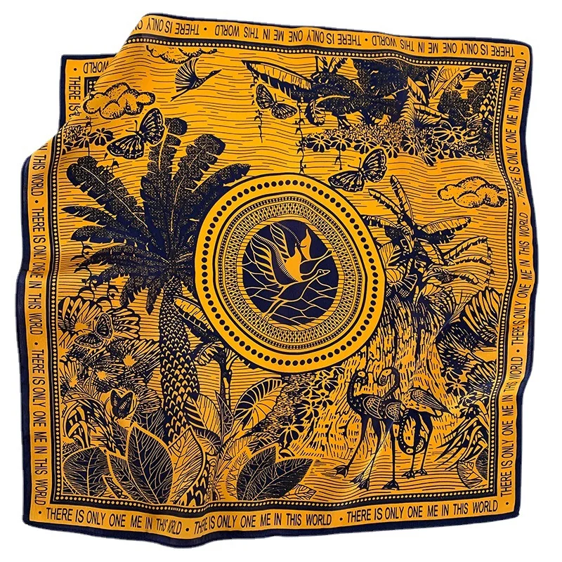 

2022 Headband Vintage Designer Print 100% Real Silk Square Scarf Women Hairband Shawl Hijab Neckerchief Female Bandana Poncho