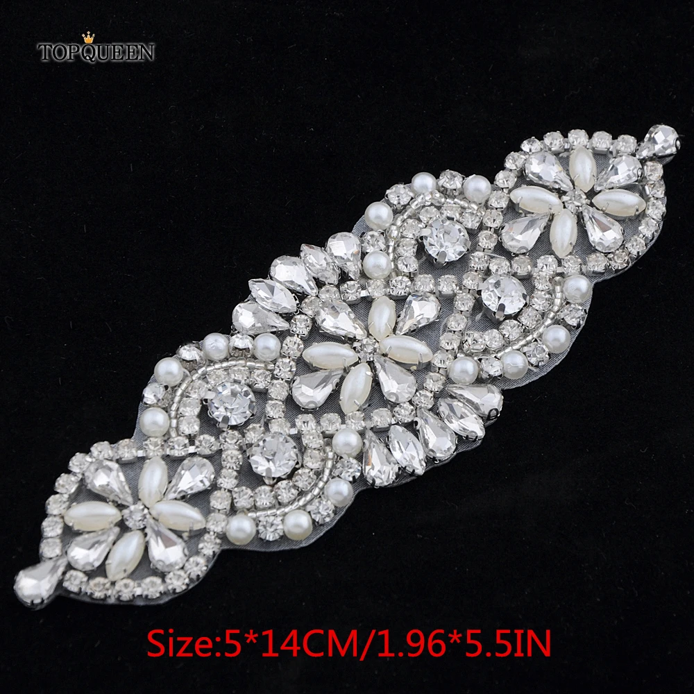 

TOPQUEEN S69 Silver Rhinestone Applique Glitter Wedding Dress Accessories Ties Shoes Decoration Diamond Sew On Sash Belt