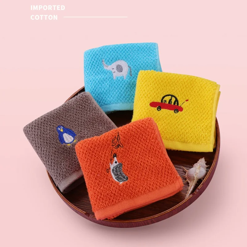 Хлопковое мягкое детское полотенце для лица милое мультяшное вышитое домашнее
