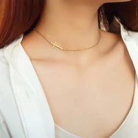 authentic silver plated exquisite amazing mini cross thin chain womens cross simple fashion necklace summer clavicle chain