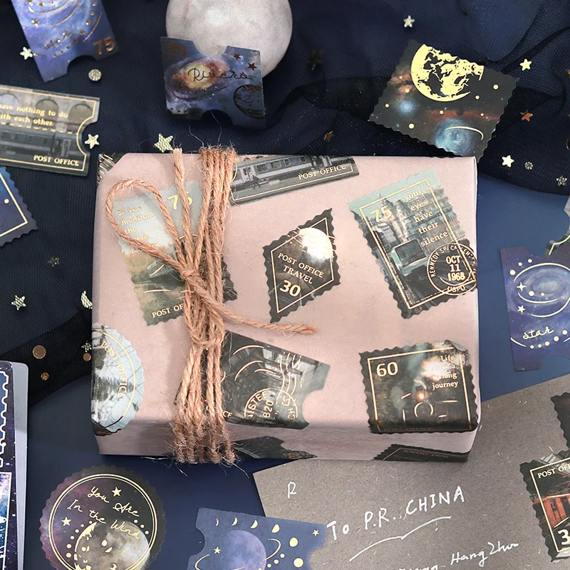 

45 Pcs Stamp Collection Stationery Stickers Galaxy Universe Diary Decorative Mobile Stickers Scrapbooking Diy Craft Stickers