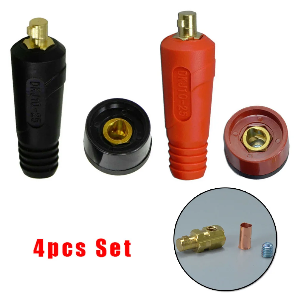 

4pcs TIG Connectors Welding Accessory Cable Panel Connector Socket DKJ10-25 & DKZ10-25 Connector-Plug/Socket Welding Cables