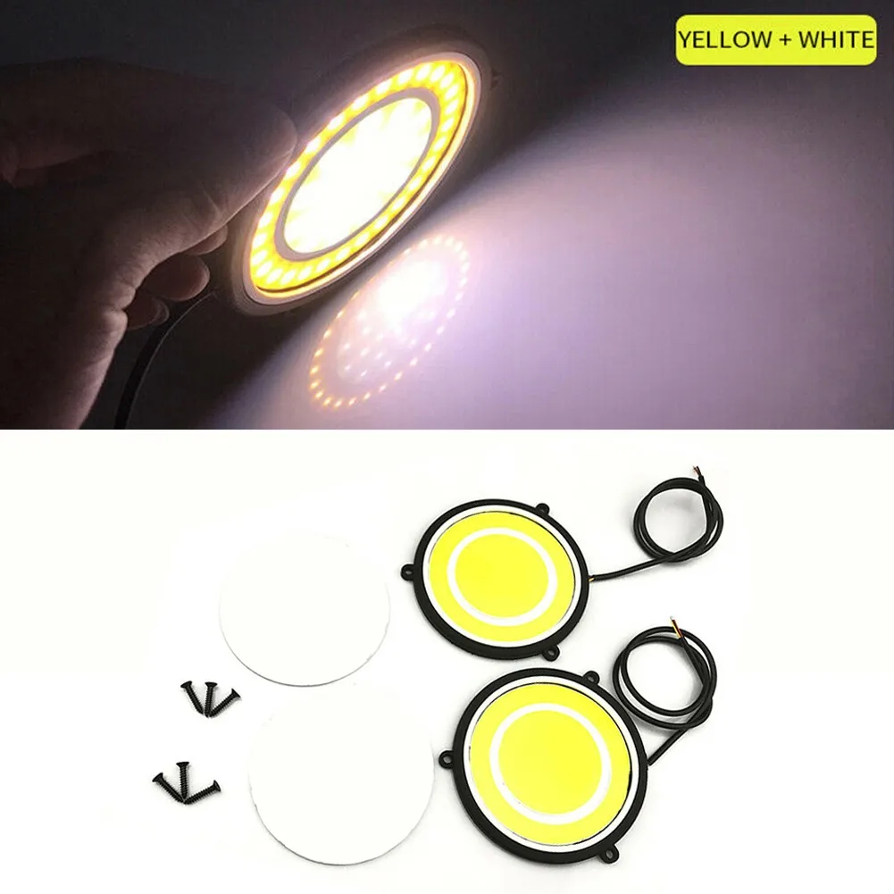 

Daytime Running Light COB Driving Lamps Fog Light Yellow + White 2pcs 5 Inch 6W