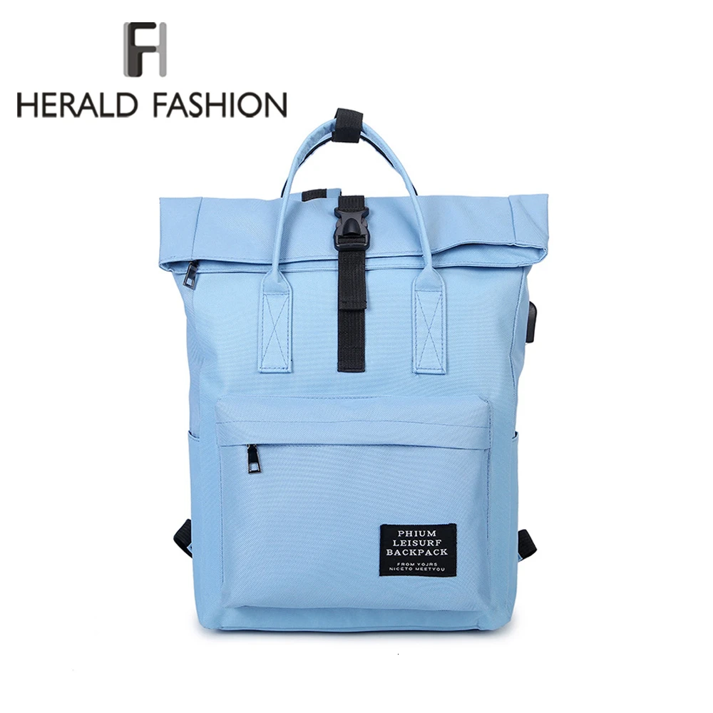 Модный женский рюкзак HERALD с USB разъемом корейский Повседневный дорожный для