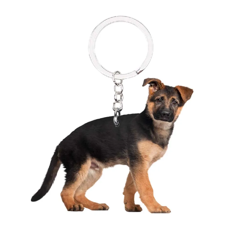 

German Shepherd Animal walking Dog Keychain NOT 3D Flat for ladies girls womens cute charm luxury bag drop charms christmas gift