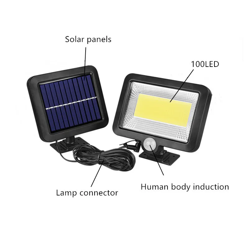 100 светодиодный открытый Солнечный свет стены движения PIR датчик солнечной лампы