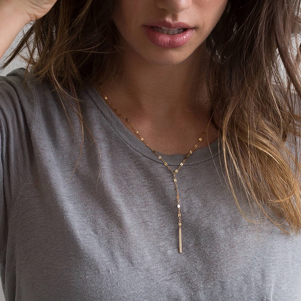 eManco Luxury Pendant Necklace Bamboo Chain Necklaces for Women Fashion Stainless Steel Jewelry Drop Shipping Wholesale | Украшения и