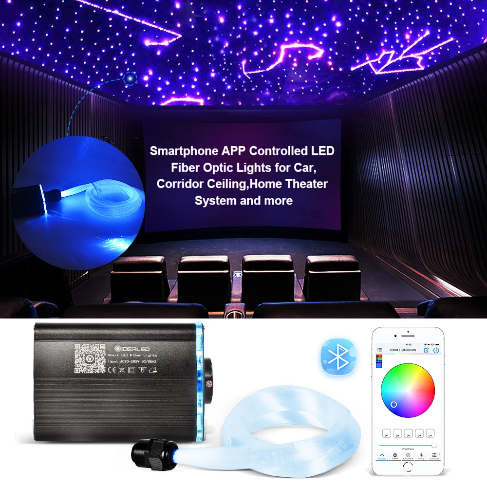 Smart APP control Optic Fiber Lights RGBW Starry Sky Effect Ceiling Light 2-5m Optical Cable available Car Decoration | Лампы и