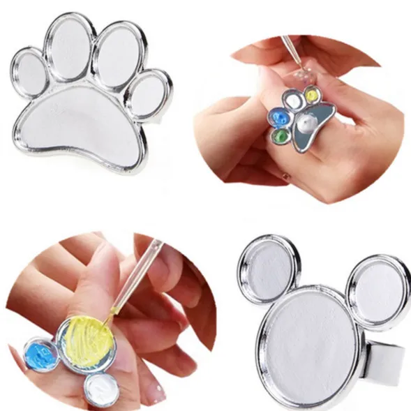 Дизайн ногтей Мини Металл палец кольцо с палитрой смешивания Акриловый Гель лак