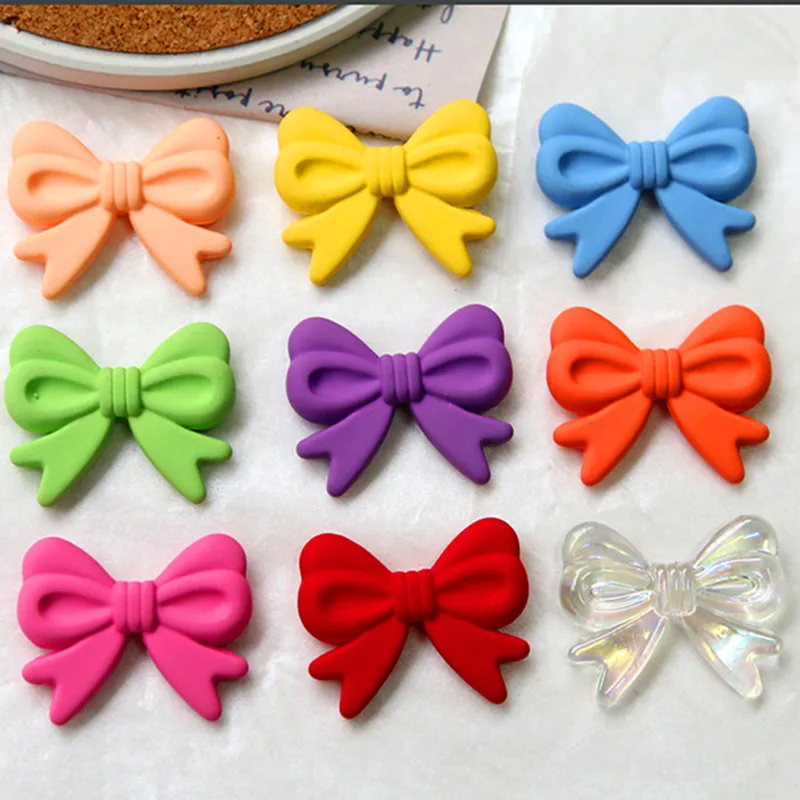 

Ornament Accessories 23*29mm Rubber Acrylic Tie Bow Shape Jewelry Beads Fit Girls Chunky Bubblegum Necklace Bracelet Making 60pc