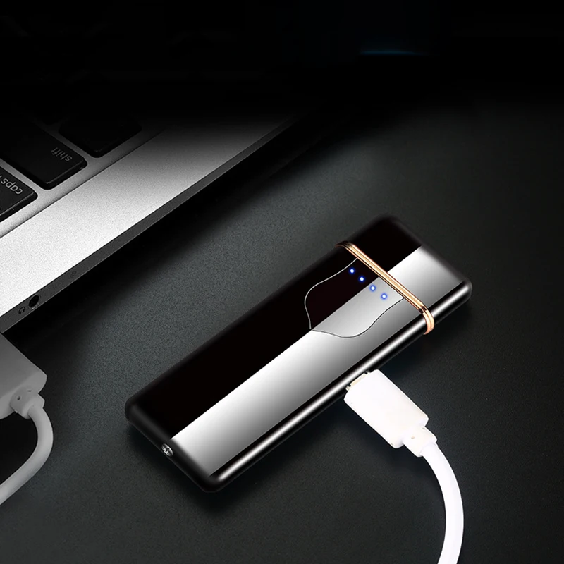 

Touch Sensor Cigarette Lighter Personality Ultra-thin USB Windproof Rechargeable Lighter Electronic Heating Wire Lighter