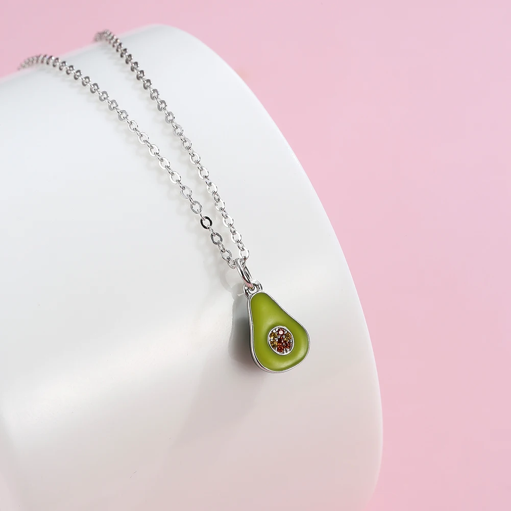 

LEKANI 100% S925 Sterling Silver Necklace Avocado Cubic Zirconia Necklace For Women Fine Jewelry Best Selling Valentine Day Gift