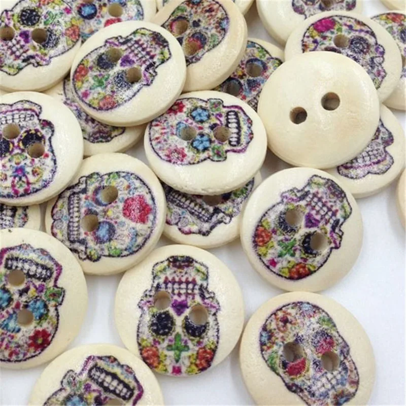 10/50/100 шт. деревянные пуговицы с черепом 15 мм|wooden buttons|wood button 15mmbuttons 15mm |