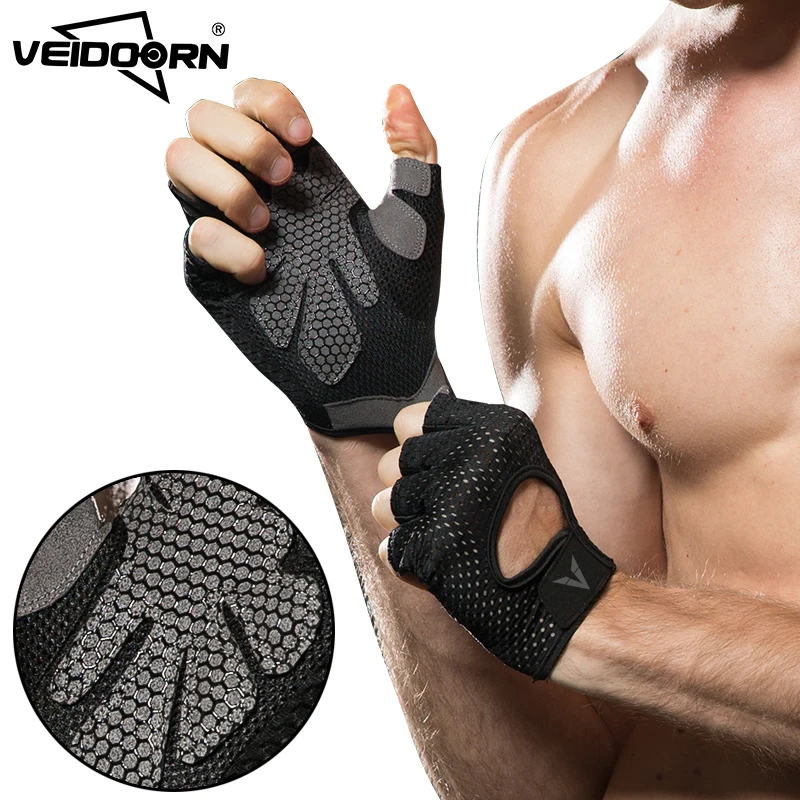 

Veidoorn Gym Gloves Fitness Weightlifting Gloves Men Women Non-slip Hand Protection Breathable Exercise Sports Training Support