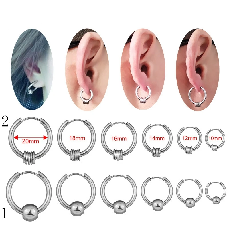 

Ear Round Drop Dangle Helix Cartilage Ring Conch Tragus Labret Hoop Septum Huggie Earrings Piercing Set Body Jewelry H6