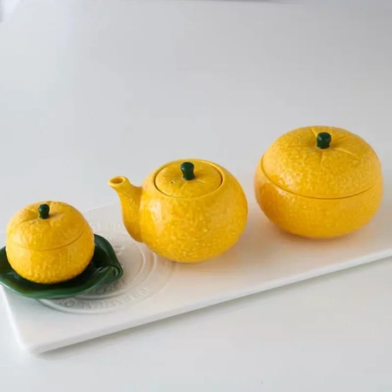 

Small Sugar Bowl сахарница дерево Seasoning Sauce Pot Ceramic Storage Yellow Grapefruit Shape Bowls