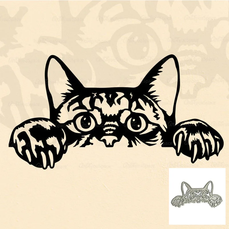 

MEET HUANG Peeking Cat Metal Cutting Dies Stencils Die Cut For Kids DIY Scrapbooking Album Paper Card Embossing