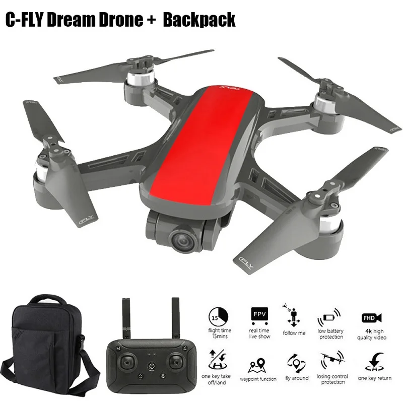 C-Fly мечта Дрон gps WI-FI с видом от первого лица 2 Ось Gimbal 4K HD Камера оптического потока+ рюкзак Радиоуправляемый квадрокоптер RC Дроны с Камера HD