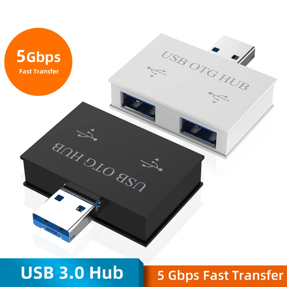 Robotsky Mini USB 3.0 Hub 2 Port USB Hub High Speed Hub Splitter Box For PC Laptop U Disk Card Reader for Mobile Phone Hub Use