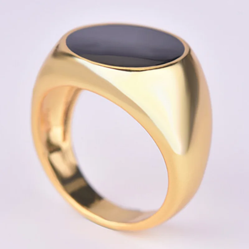 

Popular Imitation Gold Color Enamel Round Rings For Women Men Jewelry Engagement Party Unsex Ring Hand Accessories Size 6-10