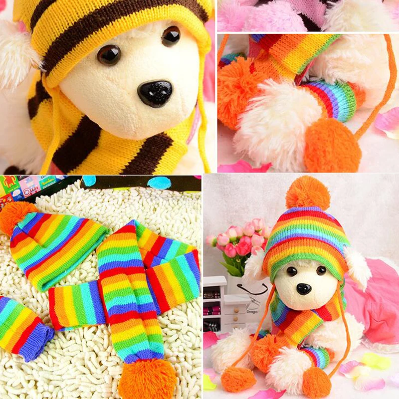 3 шт./компл. собака Кепки трикотажные полосатые Шляпы шарф носки для собак и кошек