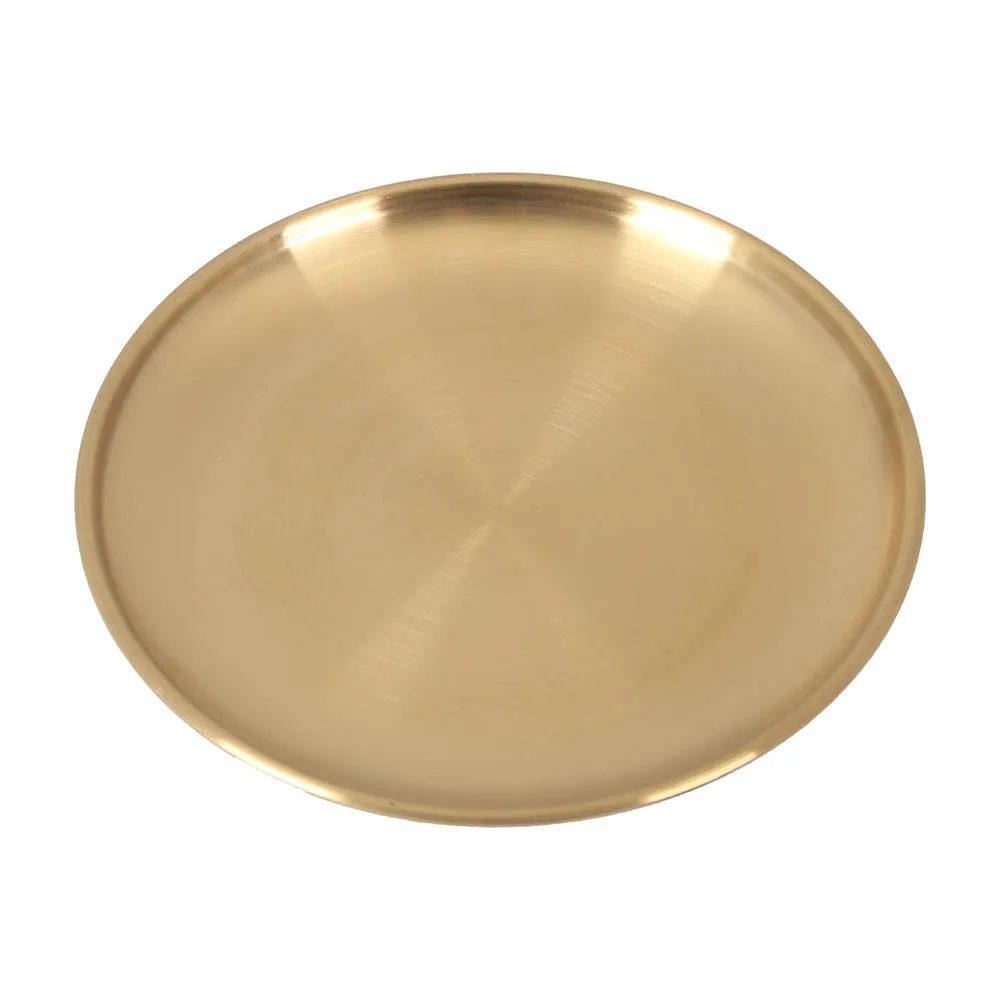 Золотая обеденная тарелка круглая сервировочная посуда из нержавеющей стали