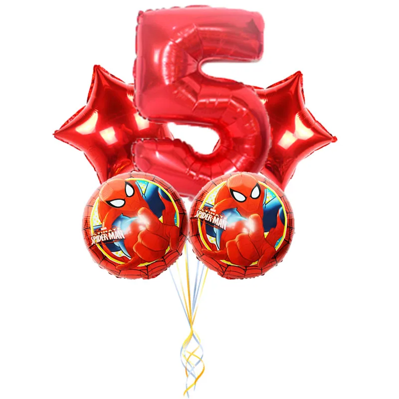 5pcs red spider 5 5 шт. воздушные шары из фольги Человека-паука с гелием 3" шар с номером Гелиевый шар мультяшный герой детские игрушки Воздушные шары Декорации дня рождения Globos - Цвет: 5pcs red spider 5