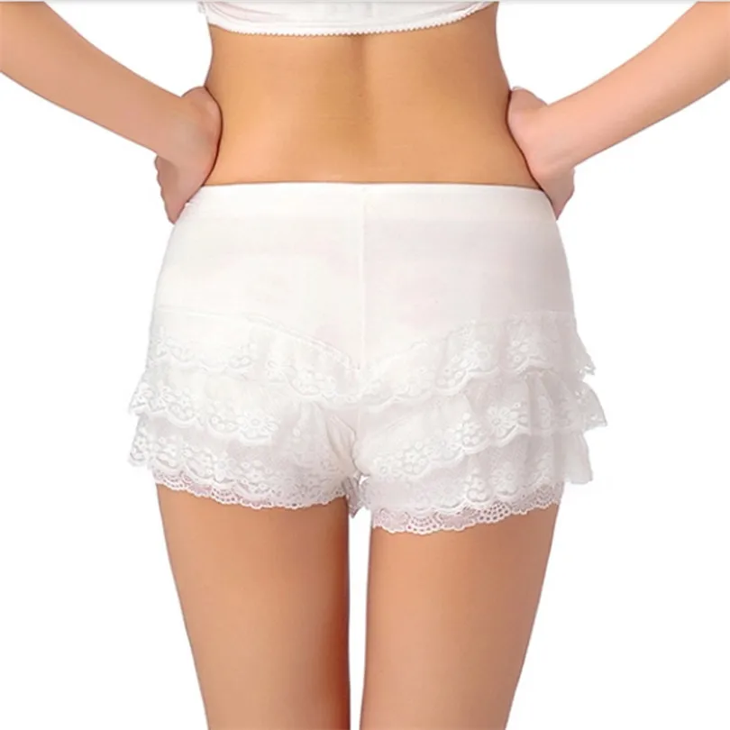 

2021 Fashion New Hight Qualtiy Deportes Drop Shopping Two Color Sweet Crochet Tiered Lace Shorts Skorts Short Pants Black W078