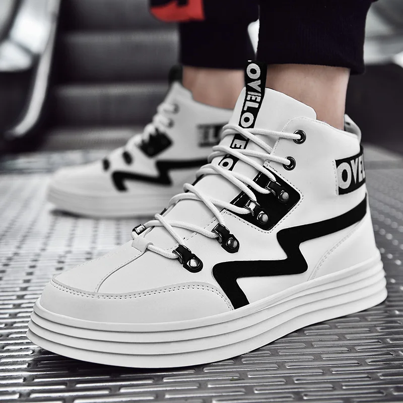 

Top quality Men's Vulcanize Shoes Lace-up Men Casual Shoes Fashion High Top Men High Pipe Retro Comfortable Men's Flat Shoes